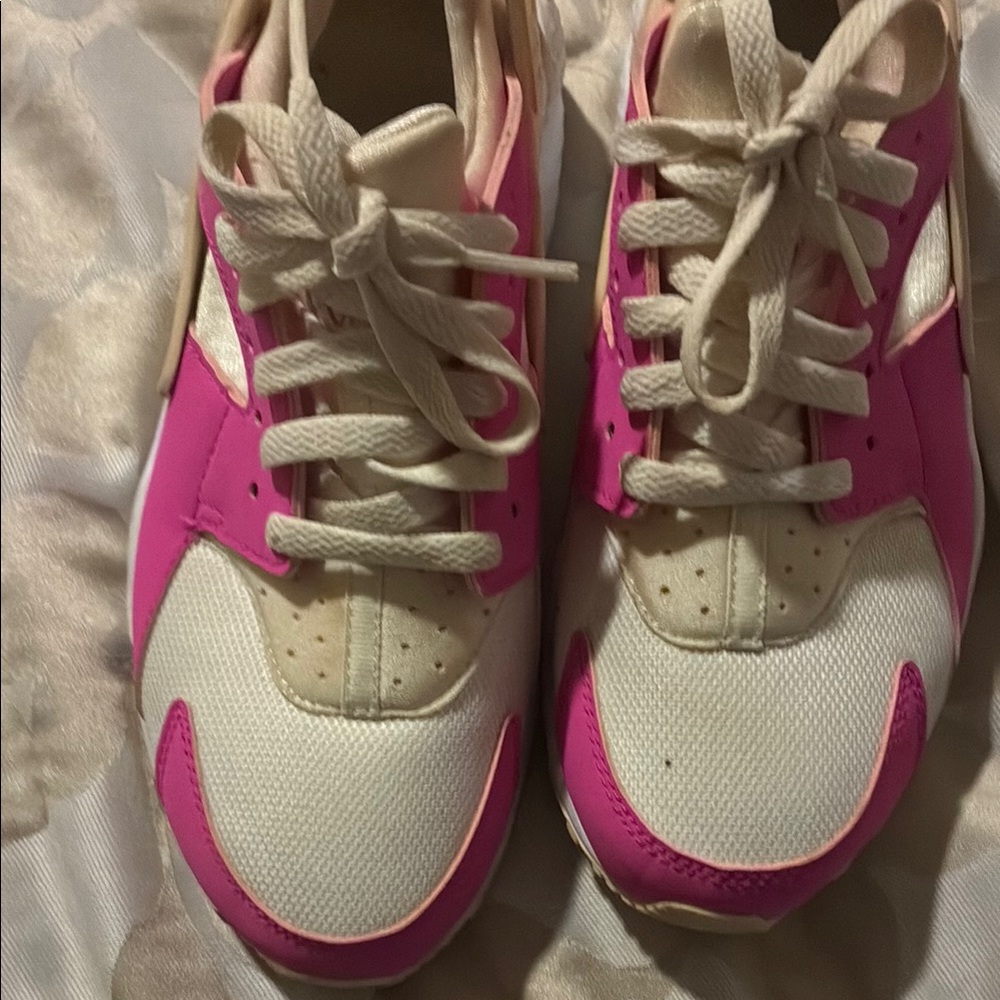 Vibrant Pink and Cream Athletic Shoes